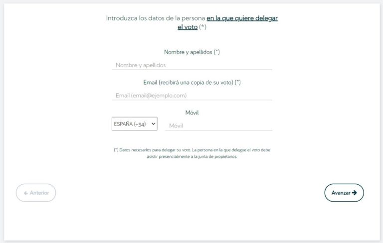 2. Elige la persona en la que delegas tu voto